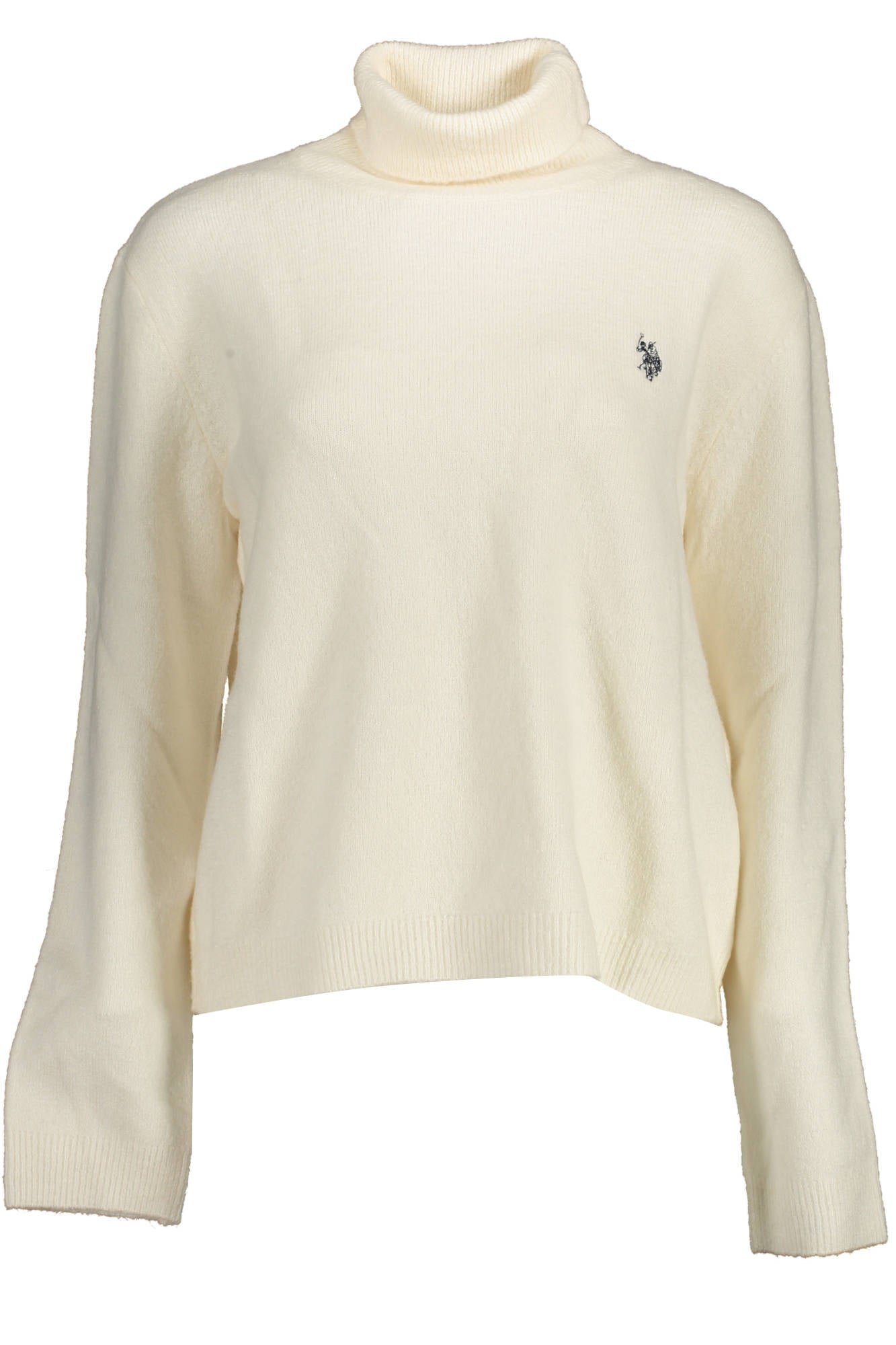 U.S. POLO Blauer Polosweater Damen – Rollkragen mit Logo-Stickerei für Herbst/Winter Weiß