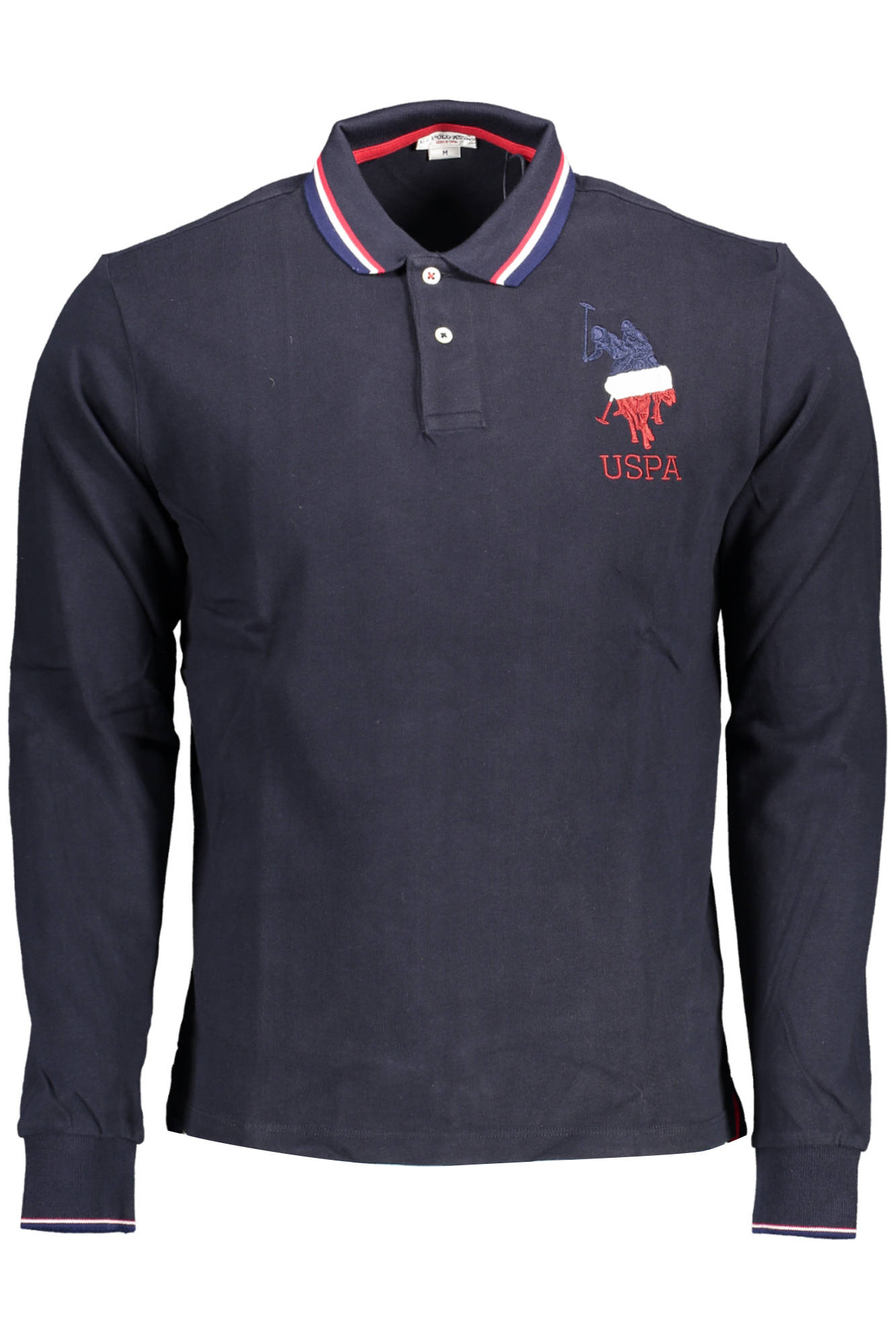 U.S. POLO Langarm Poloshirt Herren Schwarz – Klassisches Design mit Stickerei Blau