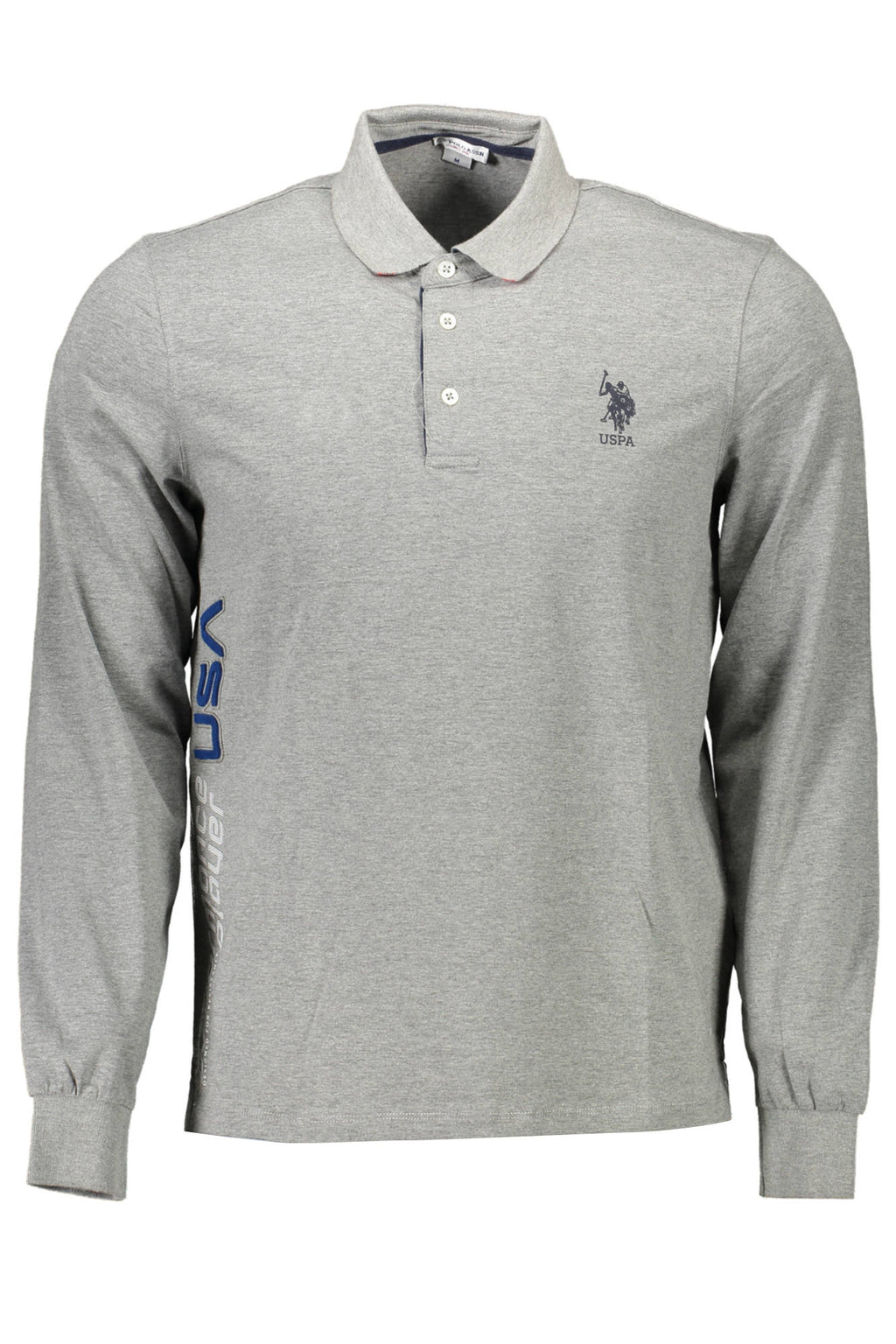 US POLO SHIRT LANGARM HERREN GRAU