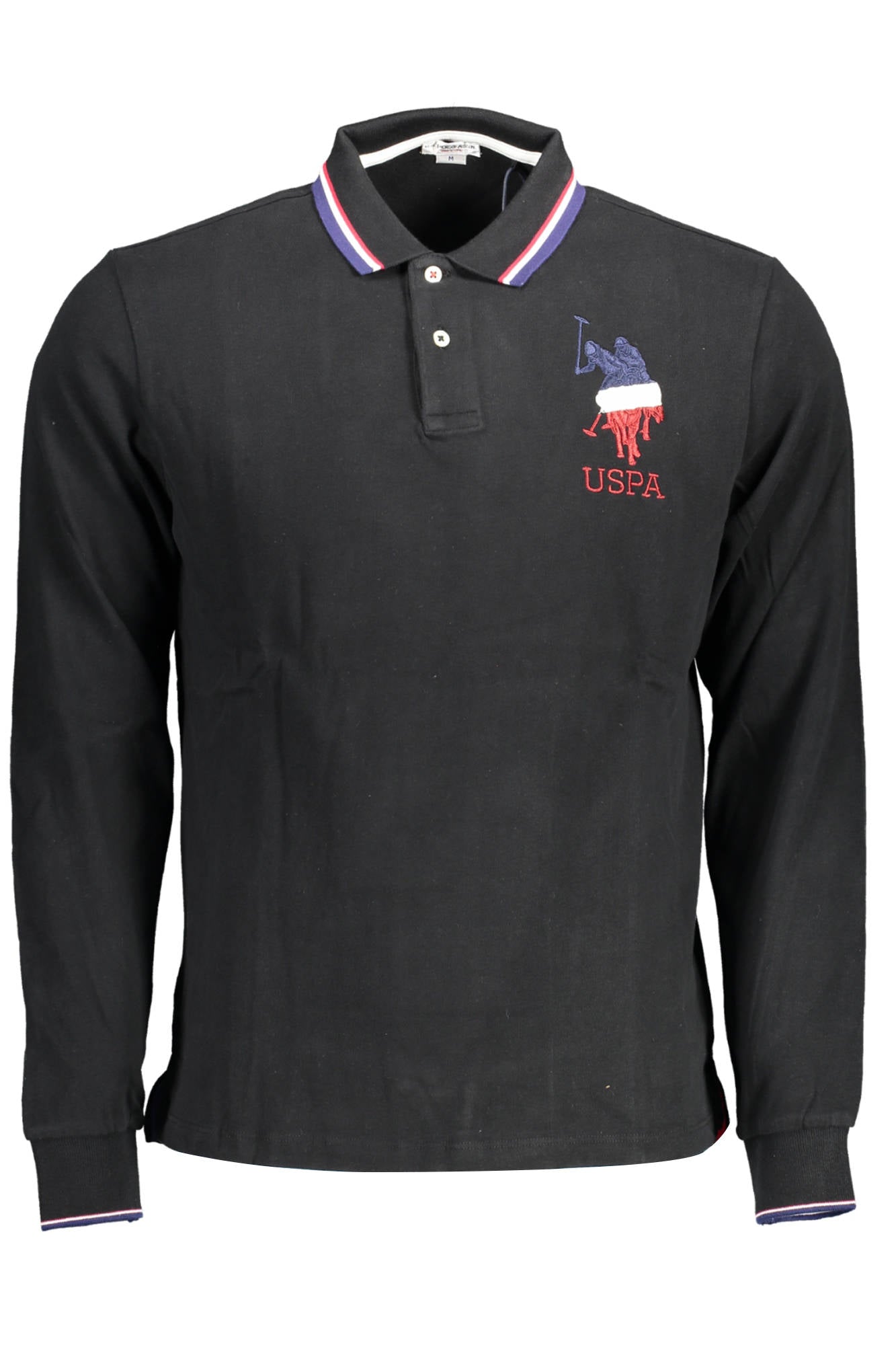 U.S. POLO Langarm Poloshirt Herren Schwarz – Klassisches Design mit Stickerei Schwarz