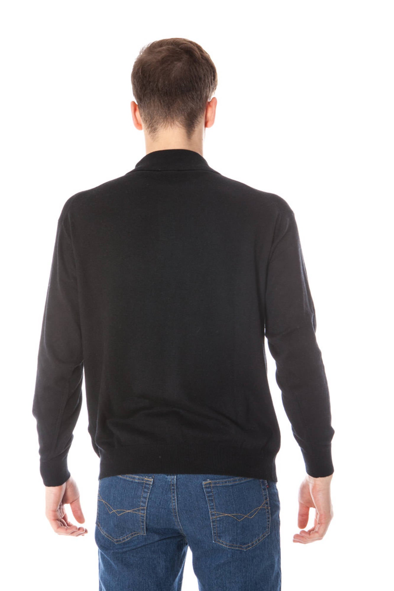 YUKO Pullover Herren – Schwarzer Polo aus Seide & Kaschmir | Italienische Qualität Schwarz