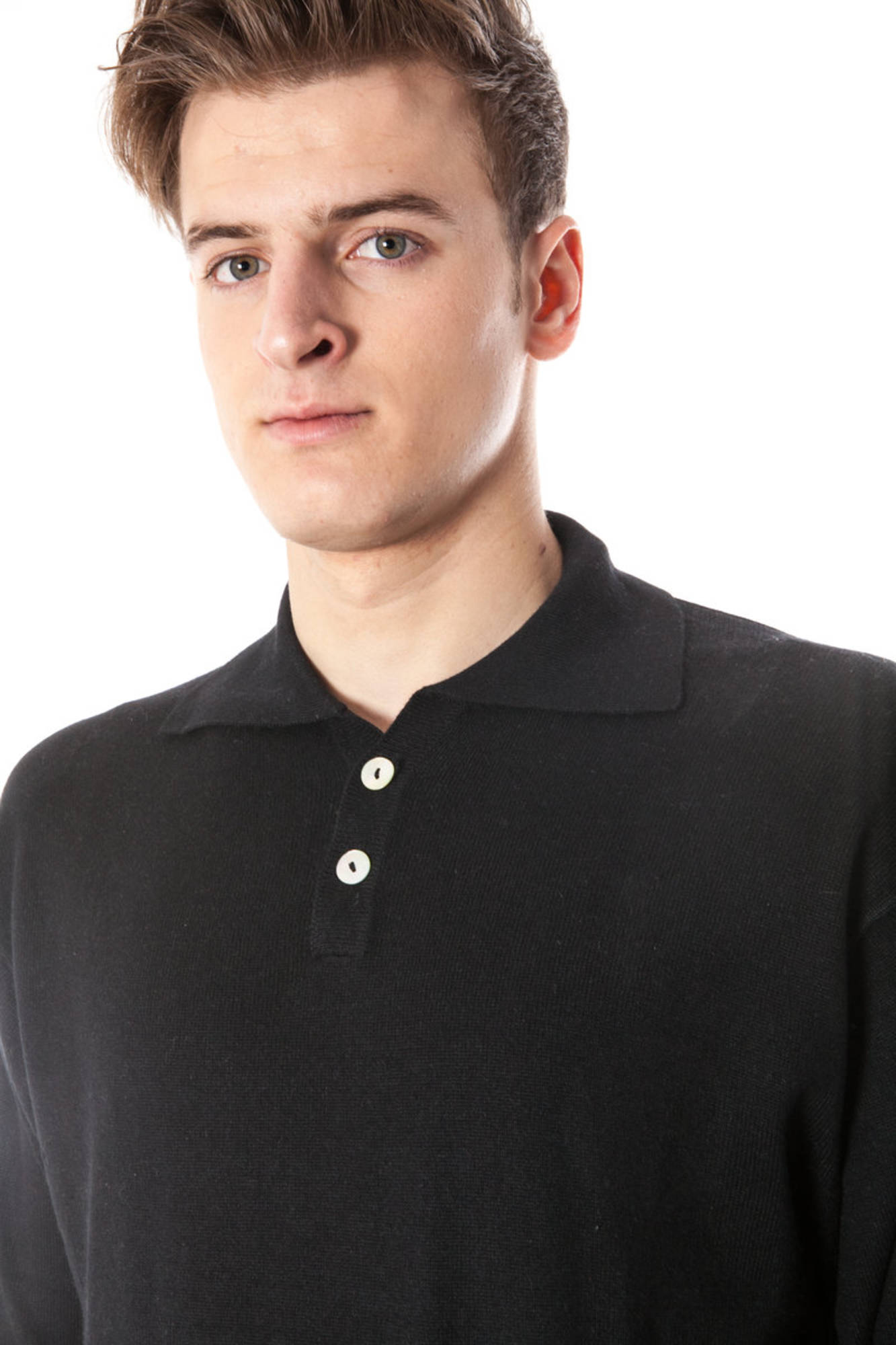 YUKO Pullover Herren – Schwarzer Polo aus Seide & Kaschmir | Italienische Qualität Schwarz
