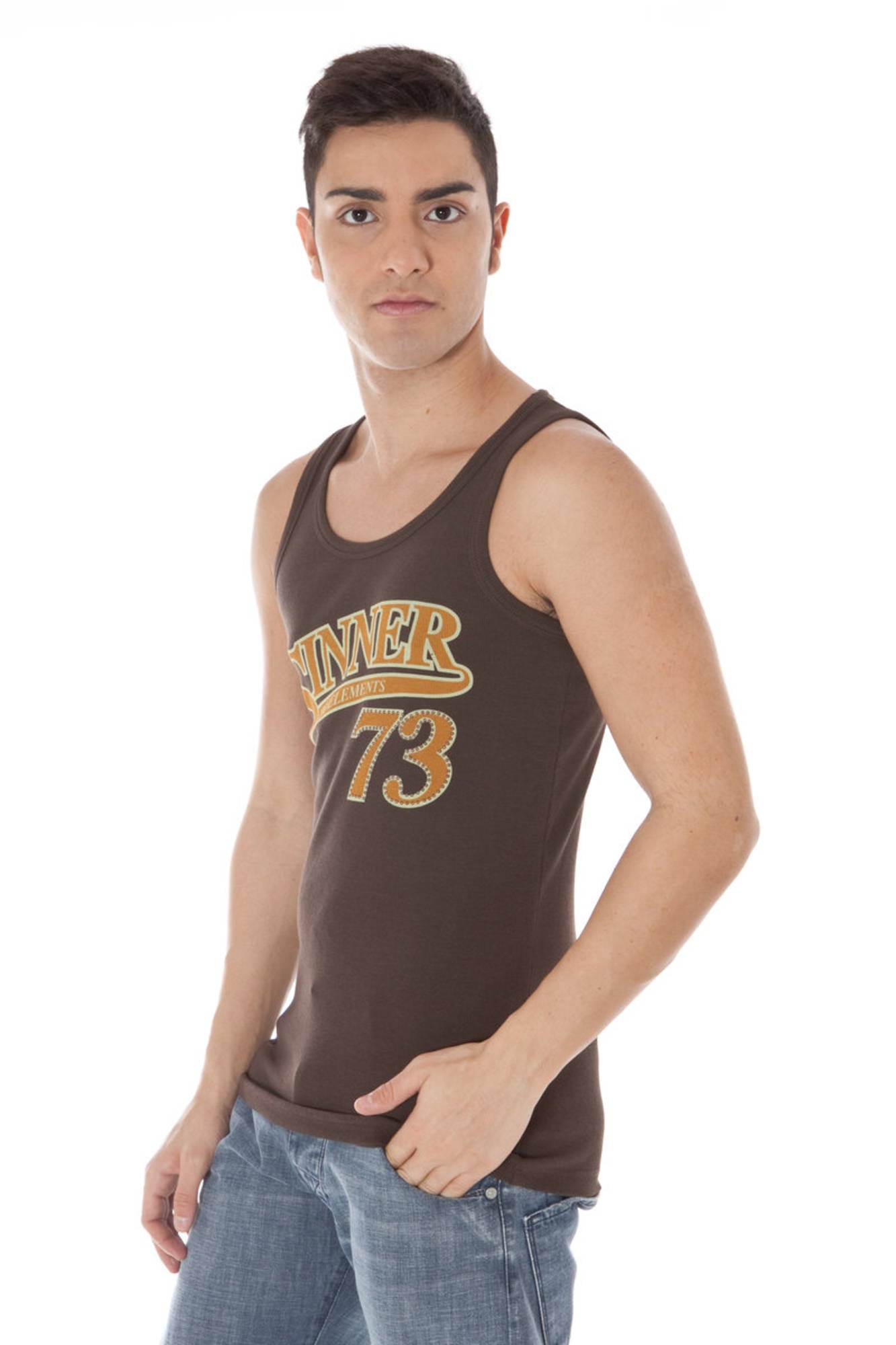 ZUELEMENTS Tanktop Herren – Braunes Slim Fit Shirt mit Logo-Druck für Sommer Braun