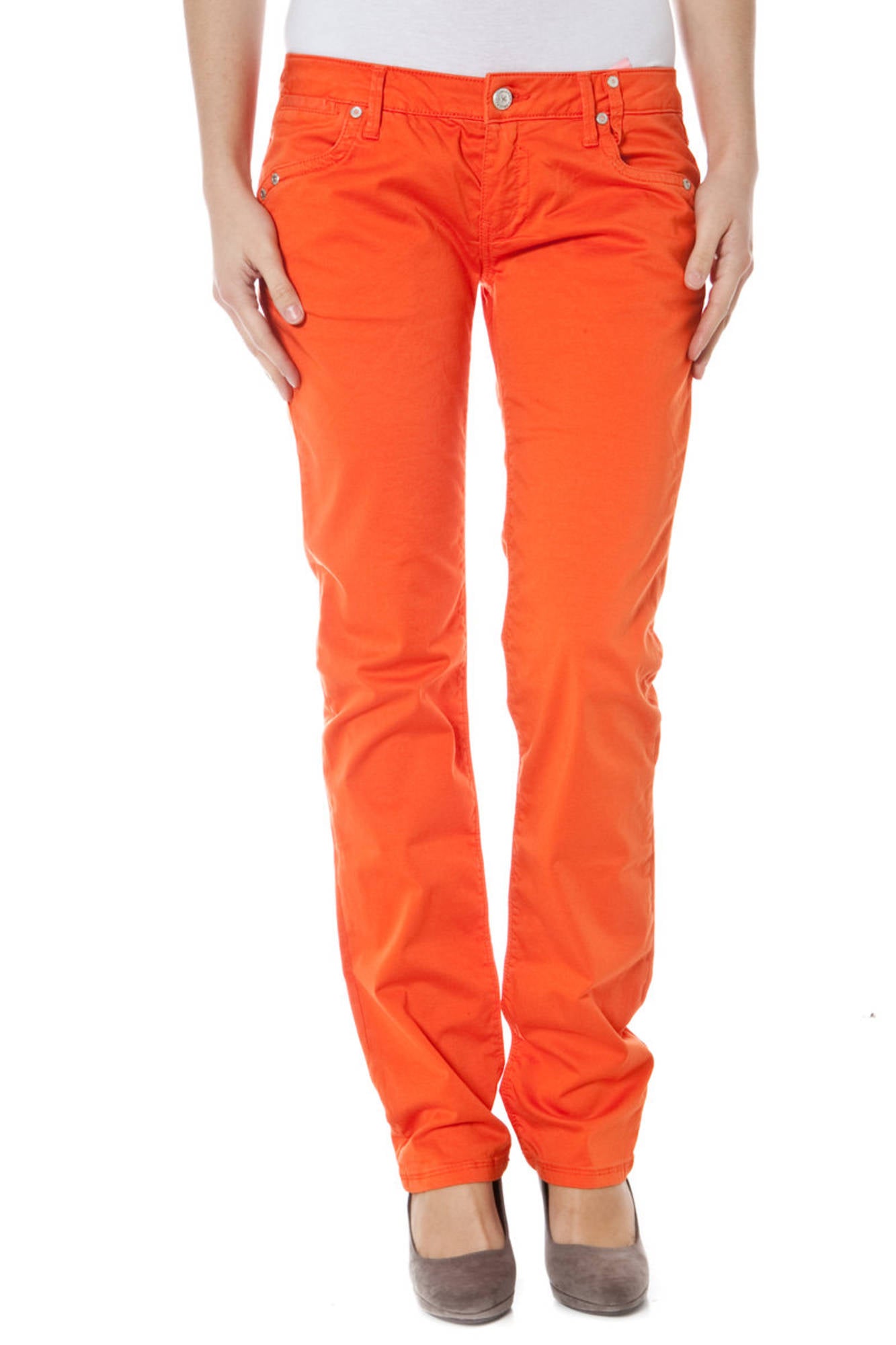 ZUELEMENTS Damen Hosen – mit Taschen, mit Reißverschluss Orange