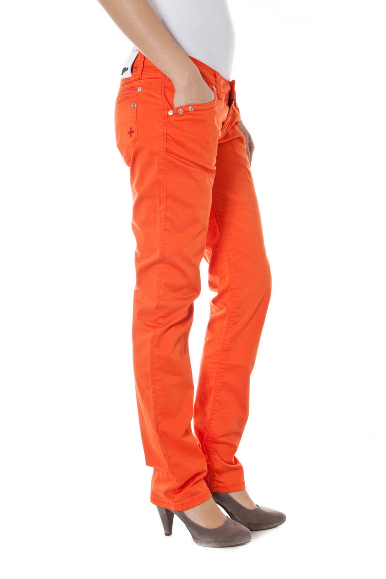ZUELEMENTS Damen Hosen – mit Taschen, mit Reißverschluss Orange